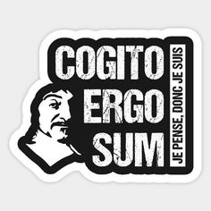 a sticker with the words cogito ergo sum in black and white