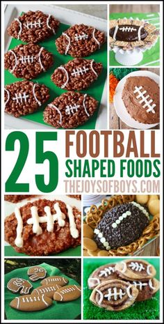 25 football shaped foods that are ready to be eaten for the gameday party or dessert