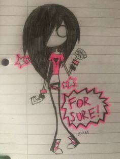 a drawing of a girl with stars on her head and the words for sore written in pink