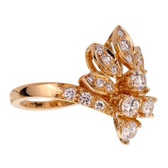 Van Cleef & Arpels Vintage Diamond Cocktail Yellow Gold Ring 0001901 Engagement Rings Van Cleef, Vintage Van Cleef, Van Cleef Frivole Ring, Vintage Van Cleef And Arpels Jewelry, Van Cleef And Arpels High Jewelry, Van Cleef And Arpels, Vintage Diamond Rings, Vintage Vans, Diamond Cocktail Rings