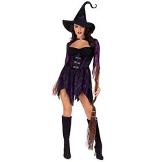 a woman dressed in a witch costume