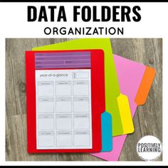 three folders with the words data folders organization on them