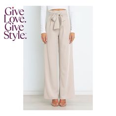 in stock Waist Tie, Timeless Classic, Beige Color, Buy Online, Wide Leg Pants, Trousers, High Waisted, Pants, Clothes