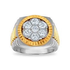 Signature 2 CTW Diamond Rolex-look Ring in 14KT White and Yellow Gold Rolex Ring, Rolex Diamond, Dress Suits For Men, Diamond Birthstone, Diamond Collection, G Shock Watches, Heart Fashion, Mens Chain Necklace, Ring Men