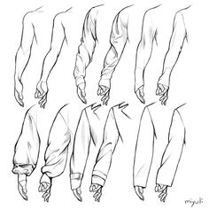 a drawing of the hands and feet of a man in different positions, from front to back