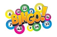 the word bingo surrounded by lots of different colored billiards and numbers on a white background