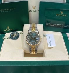 Rolex Datejust 36 Listing: $17,700 Rolex Datejust 36 Olive Roman Diamond VI and IX 2022, Reference number 126233; Gold/Steel; Automatic; Condition New; Year 2022; Watch with original b Roman Numeral Bracelet, New Rolex, New Year 2022, Rolex Men, Rolex Models, Authentic Watches, Rolex Datejust, Steel Watch, Steel Bracelet