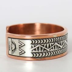 Copper and Sterling Silver Cuff Bracelet with Hand-Stamped Designs. .75” Cuff Width6.125” Inside Measurement, plus 1.375” opening(7.5" Total Circumference - Extra-Large) Bola Tie, Tufa Casting, Zuni Jewelry, Navajo Rugs, Concho Belt, Navajo Jewelry, Southwestern Jewelry, Sterling Silver Cuff Bracelet, Pendant Rings