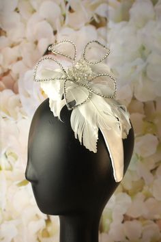 White elegant headband with shaped feathers, crystal beads and jewelry wired flower. Stand out with style with this handmade avante garde white headpiece. Every side of it is beautiful! Perfect for bridal looks and can be matched with different outfit colours for special occasions! Stay Beautiful and please your reviews and pictures with #prosperellehats. Browse the shop for more options.  https://www.etsy.com/uk/shop/ProsperelleMillinery White Adjustable Hair Accessories For Ceremony, White Adjustable Hair Accessories For Ceremonies, White Feather Headpieces For Evening, White Fascinator With Matching Headband For Party, White Fascinator Headband With Handmade Flowers, Wedding Feather Headband Hair Accessories, White Feathered Headpieces For Evening, White Handmade Flowers Fascinator Headband, Adjustable White Headpiece For Ceremony