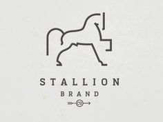 the logo for stallion brand is shown in black and white, with an outline of a horse