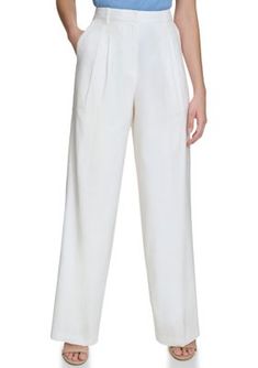 Look exceptionally classy on your next occasion in these solid linen-blend pants from Calvin Klein. Boasting a wide leg design, these pants are tailored for a flattering fit. | Calvin Klein Women's Wide Leg Linen Pants, White, 16 Formal Solid Linen Pants, Calvin Klein Wide Leg Bottoms For Business Casual, Linen Wide Leg Dress Pants For Spring, Spring Wide Leg Linen Dress Pants, Spring Linen Wide Leg Dress Pants, Calvin Klein Wide Leg Business Casual Bottoms, Spring Linen Dress Pants, Calvin Klein Wide Leg Business Casual Pants, Elegant Linen Wide Leg Pants For Business Casual