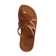 Ariel honey, handmade leather slide sandals with toe loop - side View Ankle Strap Sandals Flat, Toe Ring Sandals, Toe Loop Sandals, Closed Toe Sandals, Ankle Strap Flats, Leather Slide Sandals, Toe Ring, Leather Sandals Women, Gorgeous Shoes