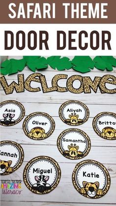 safari theme door decor with the words welcome