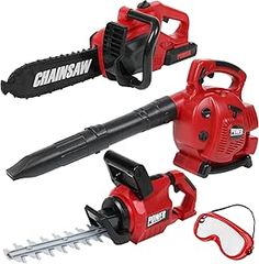 two red chainsaws with one attached to the handle and another attached to the handle