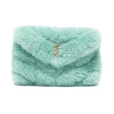 Saint Laurent Puffer Shearling Clutch In Green Product's Measurements: Depth 2.75 In Height 5.11 In Width 8.26 In Lamb Fur, Fabric Fluffy Bag, Future Wardrobe, Saint Laurent Bags, Ysl Logo, Designer Clutch, Yves Saint Laurent Bags, Fur Fabric, Envelope Design, Demi Fine Jewelry