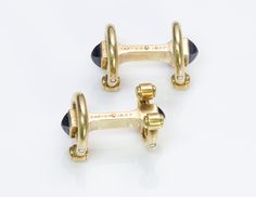 Cartier Horsebit Gold Sapphire Cufflinks Classic Formal Jewelry With Brass Hardware, Luxury Jewelry With Custom Hardware, Sapphire Cufflinks, Cartier Gold, Genuine Love, Vintage Cufflinks, Cuff Links, Vintage Cartier, Design Crafts