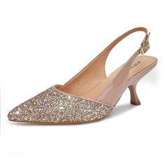 PRICES MAY VARY. SLINGBACK KITTEN HEELS: The sequin slingback heels are designed with elegant sparkly pointed toe and sexy kitten heel,adding a hint of glamour to your ensemble PATENT GLITTER HEELS:The closed toe heels for women are designed with sequin pointed toe and patent leather body patchwork, combining classic and fashion, which can well elongate the leg line and enhance the overall charm ADJUSTABLE BUCKLE STRAP: Adjustable buckle creates a secure fit and prevents the back strap from slid Kitten Heels Outfit Dress, Heels Outfits Dress, Kitten Heels Outfit, Mog Dresses, Kitten Heel Slingbacks, Slingback Kitten Heels, Mob Dress, Pointy Heels, Closed Toe Heels