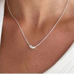 Material: 14k White Plated Hypoallergenic Lead & Nickle Free Tarnish Free Length: 16.5” With 2” Extender Silver Boho Necklace, Silver Necklace Simple, Necklace Bead, Layered Necklaces Silver, Silver Bead Necklace, Gold Bead Necklace, Bead Pendant, Beaded Pendant Necklace, Mothers Necklace