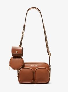 Jet Set Medium Leather Crossbody Bag with Case for Apple Airpods Pro® | Michael Kors Cream Bags, Apple Airpods Pro, Michael Kors Crossbody Bag, Michael Kors Outlet, Mk Bags, Michael Kors Crossbody, Apple Inc, Apple Airpods, Classic Chic