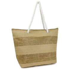 STRAW ROPE TOTE Size: One Size.  Color: Gold.  Gender: female.  Age Group: adult. Gold-tone Crossbody Straw Bag For Travel, Beach Straw Tote Bag With Gold-tone Hardware, Eco-friendly Large Capacity Multicolor Straw Bag, Brown Straw Tote Bag With Gold-tone Hardware, Eco-friendly Multicolor Straw Bag For Beach, Straw Beach Tote, Beach Tote Bag, Rope Handles, Beach Tote Bags