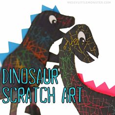 the dinosaur scratch art project is fun for kids to make