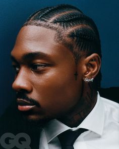 Side Cornrows, Guys Grooming, Stefon Diggs, Cornrows Styles, Dark Skin Men