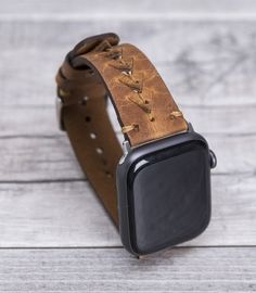 Genuine leather camel brown sport Apple watch band for series 1-6 & SE. This watch strap is medium size and fits 150-190mm wrists. Seven different color options for adapters (Silver, Black, Space Gray, Rose Gold, Yellow Gold, Red and Blue). Adapter color and buckle color will be same. Shipping: Shipping within US takes usually 3 business days via USPS/FedEx, to Europe 1 business day via TNT Express. We normally send the orders in 1 or 2 business days. Customization: We can write messages, na Brown Leather Strap Apple Watch Band, Casual Watch Accessories With Adjustable Leather Strap, Brown Adjustable Bracelet Strap Watch Band, Adjustable Brown Bracelet Strap Watch Band, Casual Brown Watch Accessories With Leather Strap, Adjustable Brown Wrist Strap Watch Accessories, Casual Adjustable Brown Apple Watch Band, Brown Casual Watch Accessories For Everyday Use, Casual Brown Adjustable Apple Watch Band