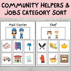 the community helpers and jobs category sort