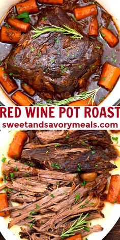 red wine pot roast with carrots and beef