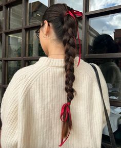 Bow Hairstyle, Ribbon Hairstyle, Ponytail Hairstyles, Hair Day