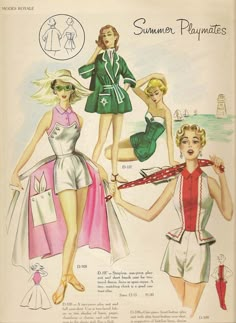 1950s Sewing Pattern PDF Vintage MODES ROYALE by DontSassMe Strapless Playsuit, Vintage Playsuit, 1950s Sewing Patterns, Patron Vintage, Vintage Dress Patterns, Fashion 1950s, Vintage Swimwear, Barbie Vintage, Retro Mode