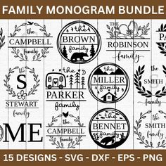 the family monogram bundle is shown in black and white