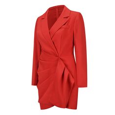 Red Padded Shoulder Slim Fit Blazer Dress Red Pleated Dress For Winter, Red Pleated Dresses For Winter, Red Mini Dress For Winter Workwear, Red Mini Dress For Work In Winter, Fitted Red Dresses With Pockets, Red Fitted Long Sleeve Blazer Dress, Fitted Red Long Sleeve Blazer Dress, Red Fitted Dress With Pockets, Fitted Red Dress With Pockets