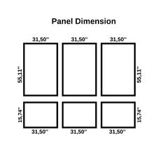 the panel size is shown with measurements for each panel, and it's width