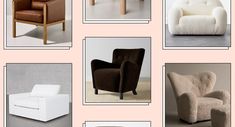 several different types of chairs and footstools in various shapes, sizes and colors