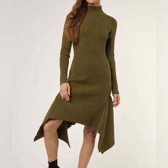 Brand New Thick Sweater Material Dress With High Neck And Long Sleeve. Great For The Winter Months. Dress With High Neck, Material Dress, Thick Sweater, Mock Neck Dress, Thick Sweaters, Sweater Material, Winter Months, The Winter, Mock Neck