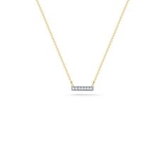 One of our most coveted items, this gold and diamond bar necklace is a DRD favorite. This dainty diamond bar necklace is the perfect piece of minimal jewelry for everyday wear. Made of 14k gold and pavé-set diamonds, this bar necklace looks amazing alone or layered. It pairs well with everything in your jewelry box. Wear it with anything from an understated tee to a little black dress. Seen on celebrities every day and on the red carpet, this piece makes a great gift for a loved one or for yours Rose Bar, Bar Necklaces, Dana Rebecca Designs, Rose Diamond, Diamond Bar Necklace, Buddha Pendant, Gold Bar Necklace, Diamond Bar, Minimal Jewelry