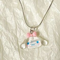 Sanrio Kawaii Necklace Pendant - Juneptune Cute Adjustable Clavicle Chain Necklace, Kawaii Silver Handmade Necklaces, Cute Friendship Pendant Necklace, Kawaii Handmade Silver Necklaces, Cute Necklaces With Charms, Silver Kawaii Necklace As Gift, Silver Kawaii Necklace For Gift, Cute Pendant Necklace For Friendship, White Playful Friendship Necklace