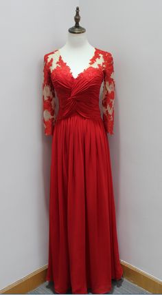 Chiffon Evening Dress With Ruched Bodice For Banquet, Fitted Lace Bodice Gown For Banquet, Fitted Gown With Lace Bodice For Banquet, Red Chiffon Dress With Fitted Bodice, Banquet Evening Dress With Lace Bodice, Chiffon Prom Evening Dress With Lined Bodice, Red Dresses With Sheer Fitted Bodice, Red Chiffon Evening Dress For Prom, Red Wedding Gown With Boned Bodice