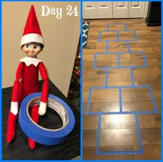 Hopscotch Elf Ideas For Kids, Elf On The Shelves, Elf Ideas Easy, Awesome Elf On The Shelf Ideas, Elf Magic, Elf Activities, Xmas Elf, Elf Antics, Elf Fun