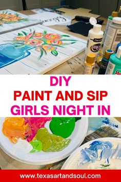 Paint Night At Home Ideas, Art Party For Adults, Paint And Sip Picture Ideas, Painting With A Twist Ideas Parties, Paint And Sip Pictures, Paint Party Picture Ideas, Paint And Sip Party Ideas For Adults, Sip And Paint Ideas Girls Night Decorations