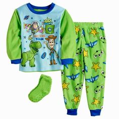 Toy Story Pajama Set ***Quick Shipping! US Seller. Guaranteed Authentic Officially Licensed Merchandise!*** Super cute Toy Story print featuring their favorite characters! Comfy & Soft! Vibrant colors. Brand new with tags in sealed catalog bag. Smoke free, pet free environment. Product Features: Set includes: Top, Pants & Socks, as pictured above Top: crewneck, long sleeves Pants: elastic waistband 100% Polyester Machine Wash Officially Licensed Shop with confidence.  eBay seller for over 22 yea Boy Pajamas, Catalog Bag, Disney Pajamas, Team 2, Toddler Socks, Crew Cut, Fleece Pajamas, Pixar Toys, Boys Pajamas