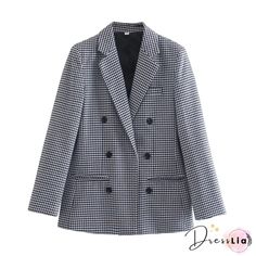 Casual Lapel Collar Blazer Blazer Aesthetic, Double Blazer, Female Suit, Blazer Suit Women, Masc Outfits, Americana Vintage, Womens Office, Work Blazer, Outfit Chic