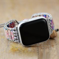 Product Type: Full Handmade Unique Apple Watch Strap Natural Stone Wrap Bracelet Material: Emperor Jasper, S. Steel. 100% New and Exquisite Quality Size: Around 6.7 (women)/7.3(men)inches. with a slidable knot to adjust the rope to match your wrist. Fit for: Apple Watch 38-41mm/42-45mm Series 8 7 6 5 4 3 2 SE Product condition: This apple watch strap has colorful stones but also exceptional details that will make a superb fashion statement and valuable addition to your jewelry collection! Custom Handmade Adjustable White Watch Bands, White Adjustable Bracelet Strap Watch Accessories, Adjustable White Watch With Bracelet Strap, Adjustable White Bracelet Strap Apple Watch Band, Adjustable White Watch Bracelet Strap, Handmade Adjustable Pink Watch Bands, Adjustable White Apple Watch Bracelet Strap, Pink Luxury Bracelet Strap Watch Bands, Pink Rectangular Apple Watch Band With Bracelet Strap