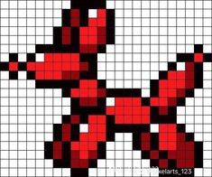 a cross stitch pattern with red and black squares