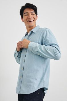 Look and feel amazing in this super soft, vintage inspired denim chambray shirt. Made from lightweight cotton chambray, this long sleeve collared button-down shirt features a vintage wash finish, classic fit, and patch pocket at chest.True to size100% CottonMachine Wash Cold. Tumble Dry Low. Remove Promptly. Do Not Bleach. Classic Light Indigo Long Sleeve Shirt, Classic Long Sleeve Light Indigo Shirt, Everyday Light Indigo Long Sleeve Shirt, Chambray Long Sleeve Shirt, Relaxed Fit, Chambray Long Sleeve Relaxed Fit Shirt, Chambray Long Sleeve Shirt With Relaxed Fit, Everyday Long Sleeve Chambray Top, Light Indigo Washed Shirt With Relaxed Fit, Classic Light Wash Long Sleeve Shirt