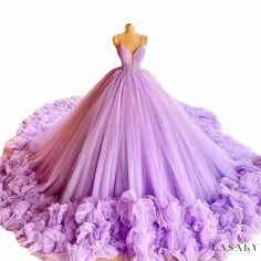 Lasaky - Floral Ball Gown Evening Dress with Straps and Train - Elegant Bridal Wedding Gown Purple Floor-length Quinceanera Dress, Purple Quinceanera Dress With Sweep Train, Purple Dress With Sweep Train For Quinceanera, Floor-length Tulle Wedding Gown, Lavender Ball Gown With Fitted Bodice, Floor-length Organza Dress For Quinceanera, Tulle Ball Gown Maxi Dress For Wedding, Organza Maxi Dress For Wedding And Prom Season, Lavender Floor-length Wedding Dress