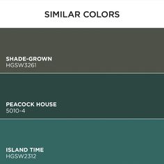 some shades of green and brown with the words similar colors on them in different font styles