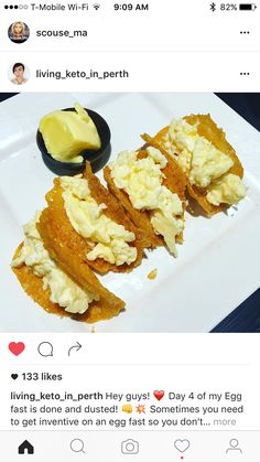 an instagram page with some food on it