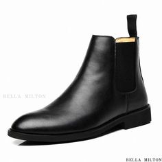 Bellamilton - Genuine Leather Chelsea Boots - Martin Style, Pointed Toe, High Ankle, Comfort Fit Casual Chelsea Boots With Almond Toe For Business, Business Chelsea Boots With Round Toe, Business Chelsea Boots With Medium Width And Round Toe, Classic Round Toe Chelsea Boots For Office, Classic Chelsea Boots With Round Toe, Classic Chelsea Boots With Round Toe For Office, Casual Pointed Toe Chelsea Boots For Business, Casual Chelsea Boots With Pointed Toe For Business, Elegant Chelsea Boots With Round Toe For Spring